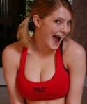 Danielle shows off how flexable she is while she works out